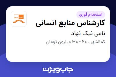 استخدام کارشناس منابع انسانی - خانم در نامی نیک نهاد