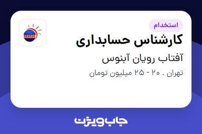 استخدام کارشناس حسابداری در آفتاب رویان آبنوس