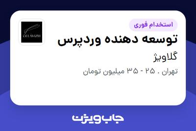 استخدام توسعه دهنده وردپرس در گلاویژ