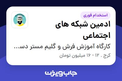 استخدام ادمین شبکه های اجتماعی - آقا در کارگاه آموزش  فرش و گلیم مستر دستباف