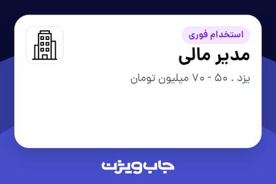 استخدام مدیر مالی در سازمانی فعال در حوزه آموزش / پژوهش