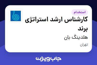 استخدام کارشناس ارشد استراتژی برند در هلدینگ بان