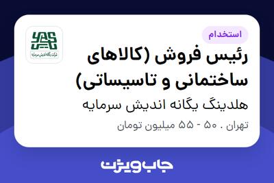 استخدام رئیس فروش (کالاهای ساختمانی و تاسیساتی) در هلدینگ یگانه اندیش سرمایه