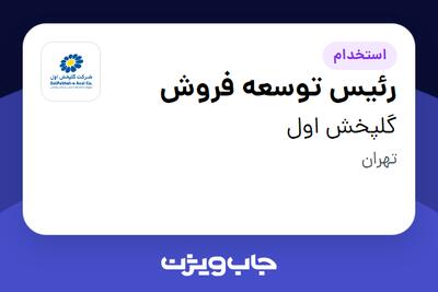 استخدام رئیس توسعه فروش - آقا در گلپخش اول