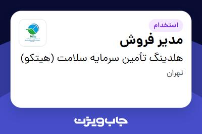 استخدام مدیر فروش در هلدینگ تأمین سرمایه سلامت (هیتکو)
