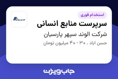 استخدام سرپرست منابع انسانی در شرکت الوند سپهر پارسیان