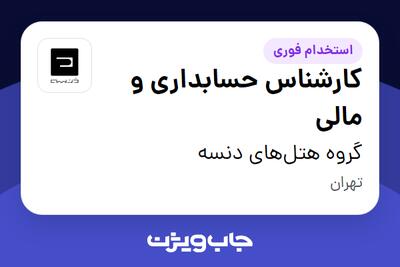 استخدام کارشناس حسابداری و مالی در گروه هتل‌های دنسه