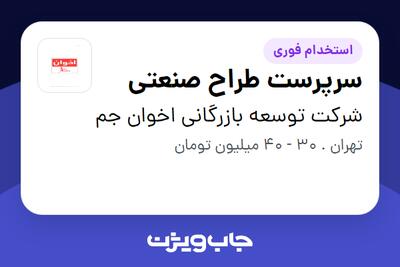 استخدام سرپرست طراح صنعتی در شرکت توسعه بازرگانی اخوان جم