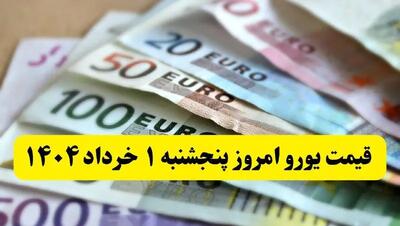 قیمت دقیق یورو امروز پنجشنبه ۱ خرداد ۱۴۰۴ + جدول و جزئیات | قیمت تمام ارزها امروز پنجشنبه ۱ خرداد ۱۴۰۴