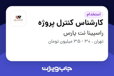 استخدام کارشناس کنترل پروژه در راسپینا نت پارس