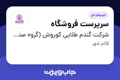 استخدام سرپرست فروشگاه در شرکت گندم طلایی کوروش (گروه صنعتی گلرنگ)