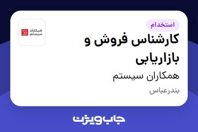 استخدام کارشناس فروش و بازاریابی در همکاران سیستم