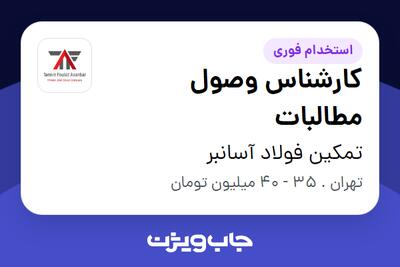 استخدام کارشناس وصول مطالبات در تمکین فولاد آسانبر