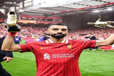 تصاویری از همسر محجبه محمد صلاح در اهدای جایزه کفش طلا