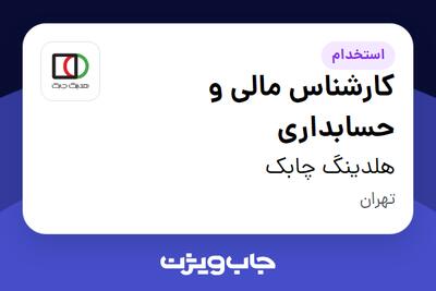 استخدام کارشناس مالی و حسابداری - خانم در هلدینگ چابک