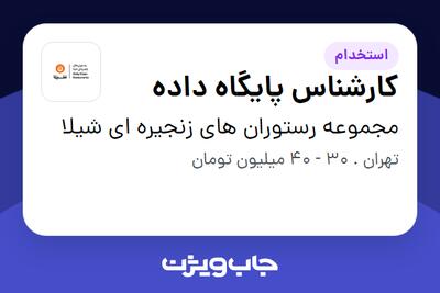 استخدام کارشناس پایگاه داده در مجموعه رستوران های زنجیره ای شیلا