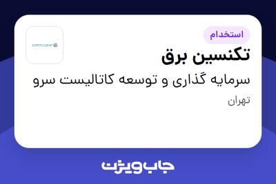 استخدام تکنسین برق - آقا در سرمایه گذاری و توسعه کاتالیست سرو