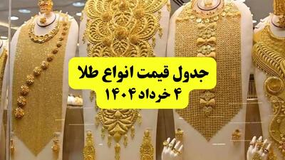 جدیدترین قیمت طلا ۴ خرداد ۱۴۰۴ + جدول به تومان | طلا دست دوم امروز چقدر گران شد؟