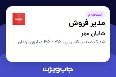 استخدام مدیر فروش در شایان مهر