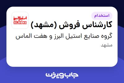 استخدام کارشناس فروش (مشهد) - آقا در گروه صنایع استیل البرز و هفت الماس
