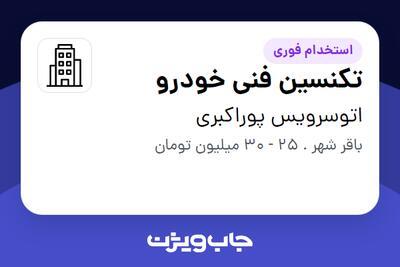 استخدام تکنسین فنی خودرو در اتوسرویس پوراکبری