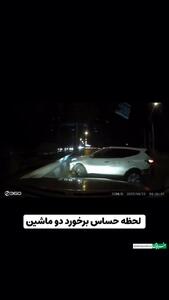 لحظه تصادف سنگین دو خودرو در اتوبان بابایی تهران