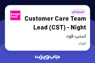 استخدام Customer Care Team Lead (CST) - Night در اسنپ فود