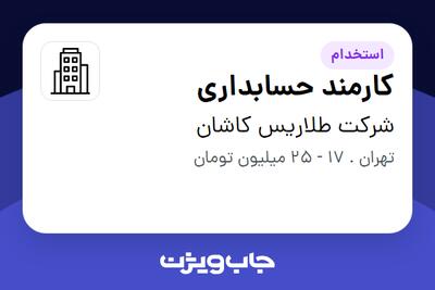 استخدام کارمند حسابداری - خانم در شرکت طلاریس کاشان