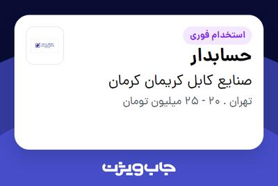 استخدام حسابدار - خانم در صنایع کابل کریمان کرمان