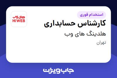 استخدام کارشناس حسابداری - آقا در هلدینگ های وب