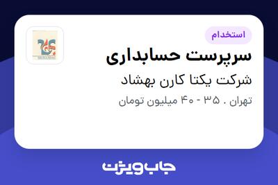 استخدام سرپرست حسابداری در شرکت یکتا کارن بهشاد