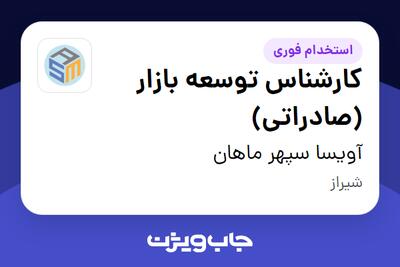 استخدام کارشناس توسعه بازار (صادراتی) در آویسا سپهر ماهان