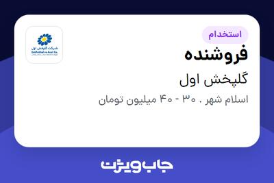 استخدام فروشنده در گلپخش اول