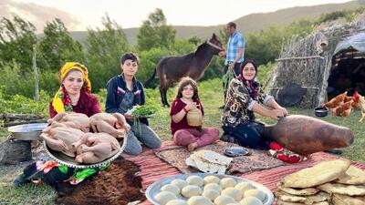 آموزش پخت چلو مرغ سنتی گیلانی روی اجاق هیزمی (فیلم)