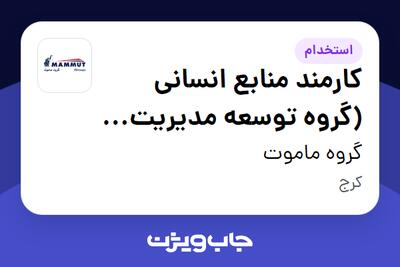 استخدام کارمند منابع انسانی (گروه توسعه مدیریت ویانا) - خانم در گروه ماموت