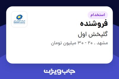 استخدام فروشنده در گلپخش اول
