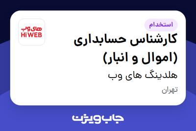 استخدام کارشناس حسابداری (اموال و انبار) - آقا در هلدینگ های وب