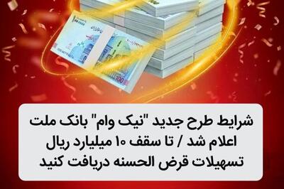 شرایط طرح جدید نیک وام بانک ملت اعلام شد / تا سقف 10 میلیارد ریال تسهیلات قرض الحسنه دریافت کنید