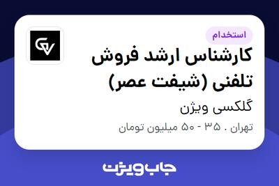 استخدام کارشناس ارشد فروش تلفنی (شیفت عصر) در گلکسی ویژن
