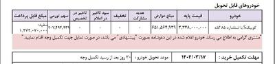 اعلام تعهدات اطلس تحویل اسفند ماه 1403 (کوییک S استاندارد 85 گانه )