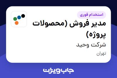 استخدام مدیر فروش (محصولات پروژه) در شرکت وحید