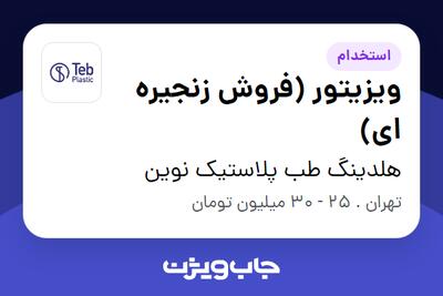 استخدام ویزیتور (فروش زنجیره ای) - آقا در هلدینگ طب پلاستیک نوین