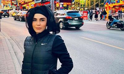 جشن تولد لوکس آزاده زارعی بازیگر آوای باران در کنار آبشار نیاگارا+تصاویر