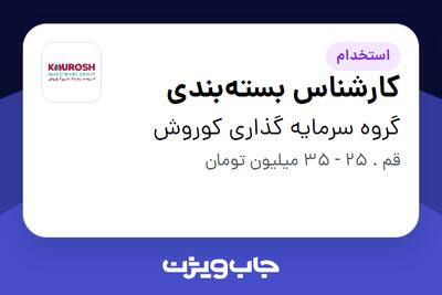 استخدام کارشناس بسته‌بندی - آقا در گروه سرمایه گذاری کوروش