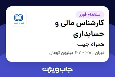 استخدام کارشناس مالی و حسابداری در همراه جیب
