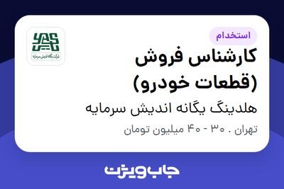 استخدام کارشناس فروش (قطعات خودرو) در هلدینگ یگانه اندیش سرمایه