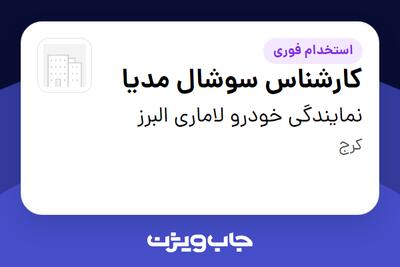 استخدام کارشناس سوشال مدیا - خانم در نمایندگی خودرو لاماری البرز
