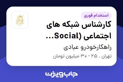 استخدام کارشناس شبکه های اجتماعی (Social Media) در راهکارخودرو عبادی