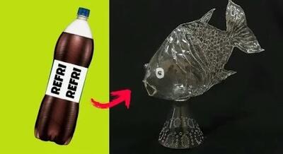 ایده خلاقانه ساخت مجسمه ماهی با بطری پلاستیکی!
