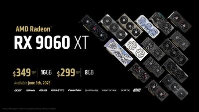 کارت گرافیک‌های 8 و 16 گیگابایتی AMD RX 9060 XT عرضه شدند